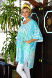 Artisan Turquoise Tie Dye Gauze Round Neck Kaftan