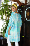 Artisan Turquoise Tie Dye Gauze Round Neck Kaftan