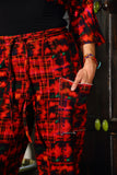 SeaRenity Red Plaid Patchwork French Terry Pocket Pant