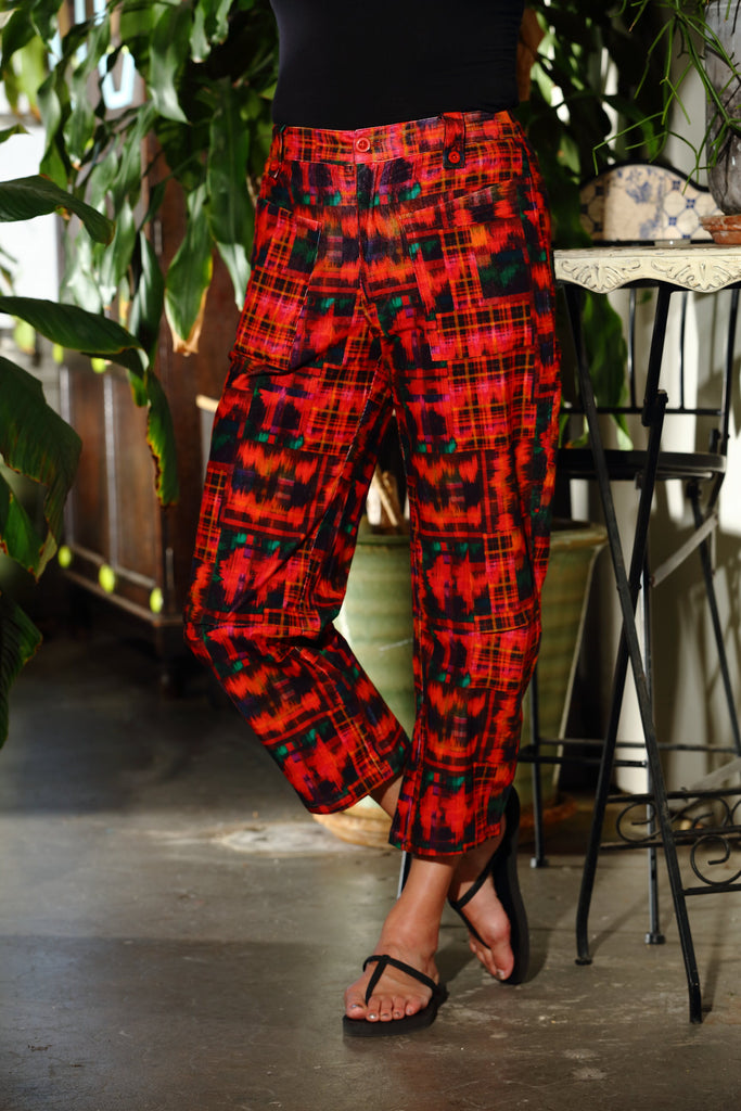 Artisan Red Plaid Corduroy Pant w/ Top Pockets