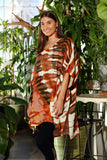 Artisan Browns Tie Dye Gauze Round Neck Kaftan