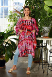 Artisan Raspberry Tie Dye Long Gauze Kaftan