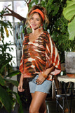 Artisan Browns Tie Dye Gauze Short V Neck Pocket Top