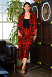 SeaRenity Red Plaid French Terry Shrug w/ Collar