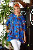 SeaRenity Royal Blue Fiesta Leaf French Terry Tunic w/ Pockets