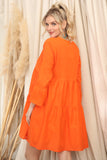 Solid Orange Ruffle Dress