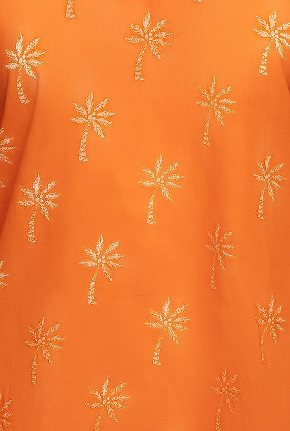 Orange Palm KikiSol Tunic w/Turquoise Trim